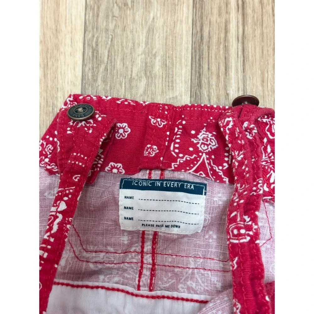 OshKosh Bgosh Baby Red Bandana Paisley Bubble Overalls Shortalls 9 Months